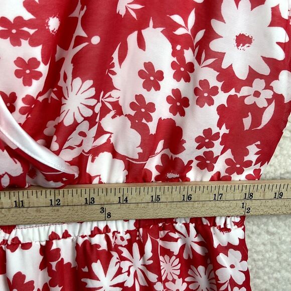 SugarLips Curve Floral Red White Short Romper Women Plus Size 2X New - Picture 9 of 13